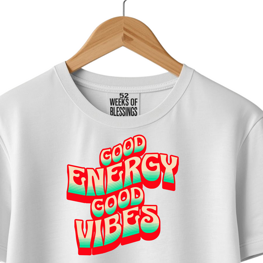Good Energy Good Vibes - Lime Green-Red